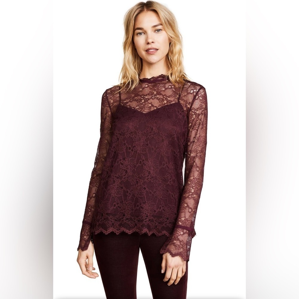 Theory Long-Sleeve Lace Blouse